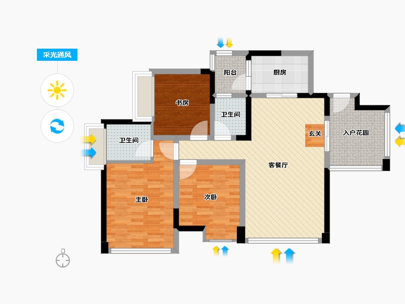 江苏省-无锡市-永安二村-87.96-户型库-采光通风