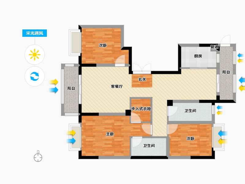 湖南省-娄底市-冷水江-104.79-户型库-采光通风