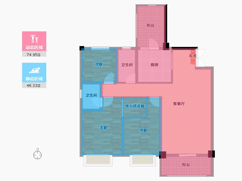 贵州省-贵阳市-金狮小区狮子组团-107.06-户型库-动静分区