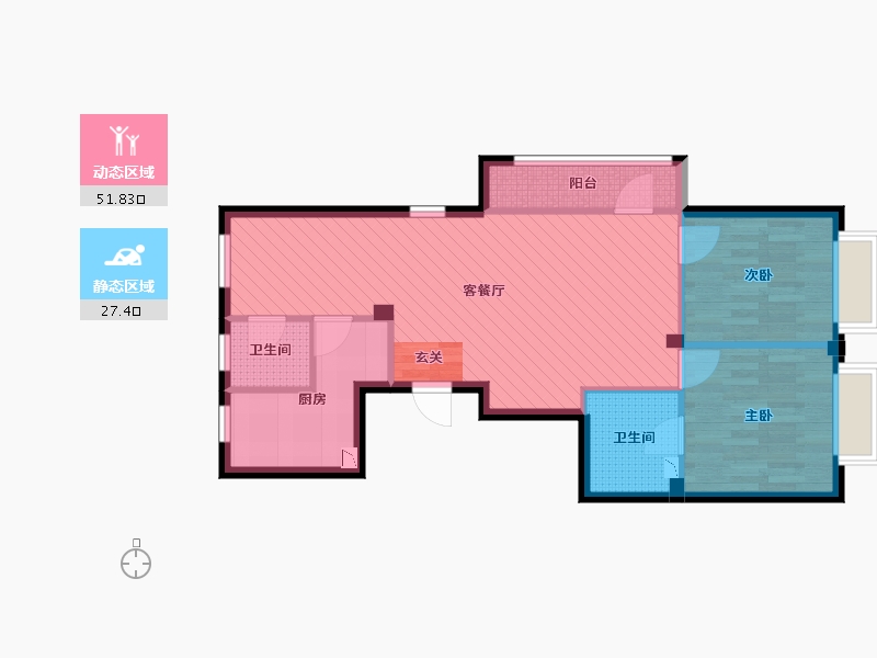 浙江省-宁波市-梅林苑-70.85-户型库-动静分区