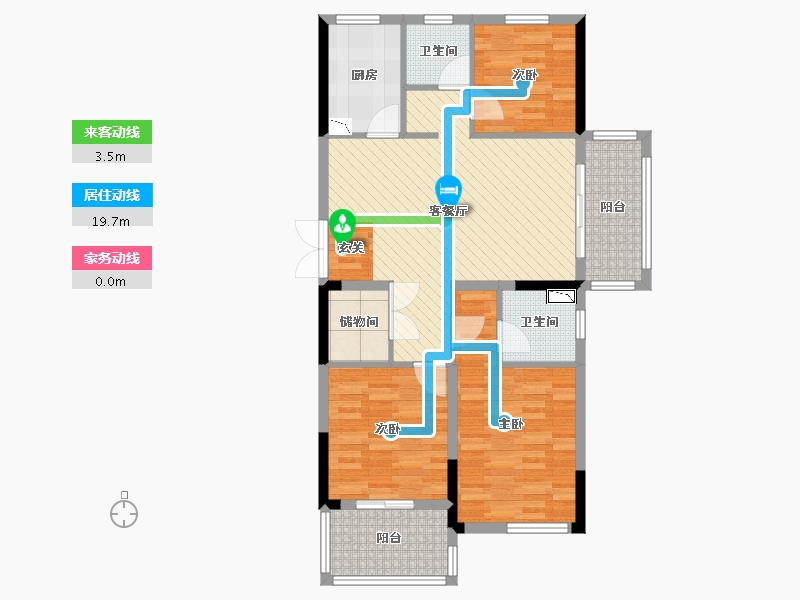 江苏省-泰州市-万泰国际花园-91.31-户型库-动静线