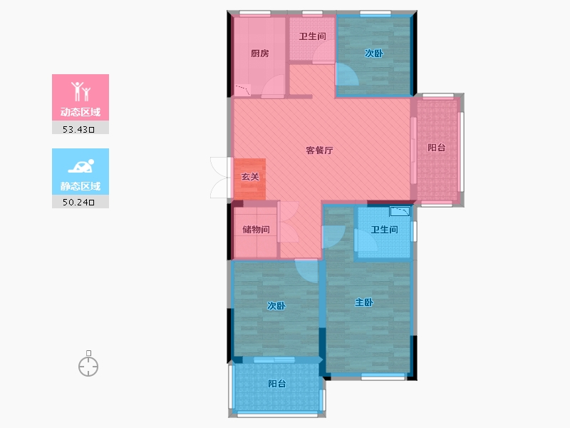 江苏省-泰州市-万泰国际花园-91.31-户型库-动静分区