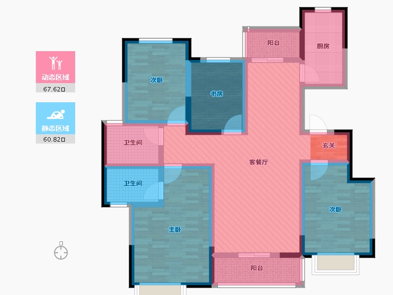 陕西省-宝鸡市-一城江山-111.00-户型库-动静分区