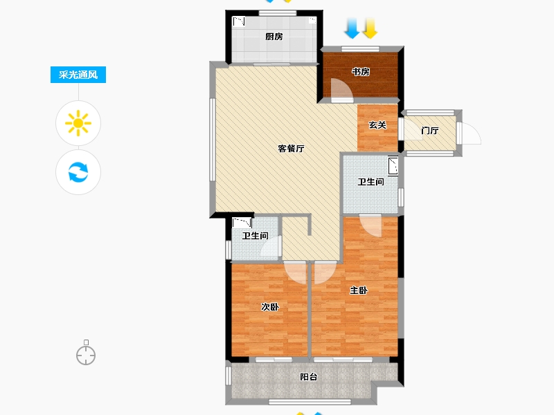 浙江省-宁波市-绿地海湾-110.00-户型库-采光通风