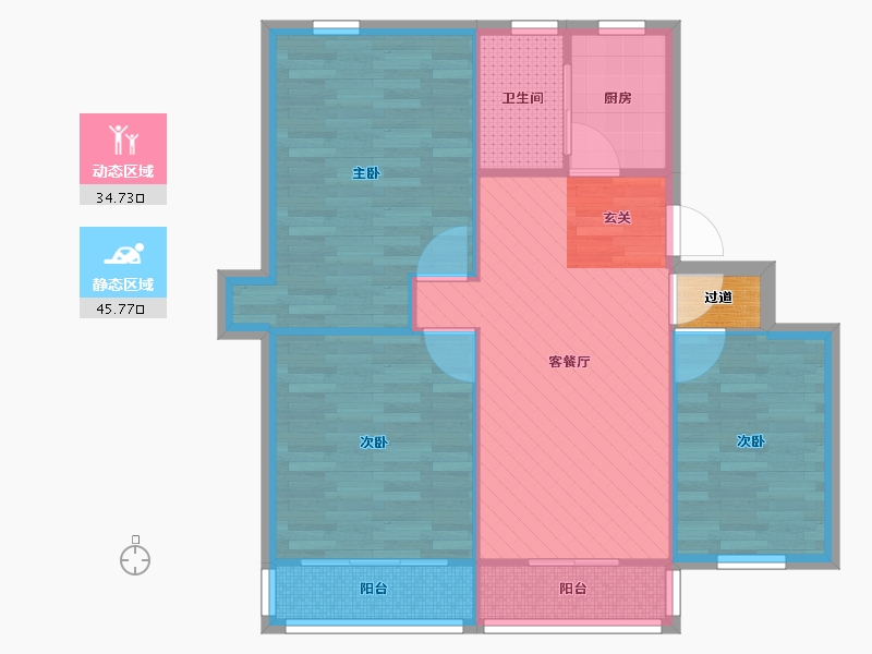 上海-上海市-绿川新苑-73.51-户型库-动静分区