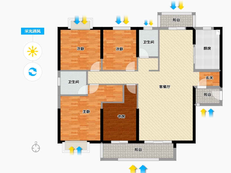 福建省-厦门市-中央公园城-144.00-户型库-采光通风