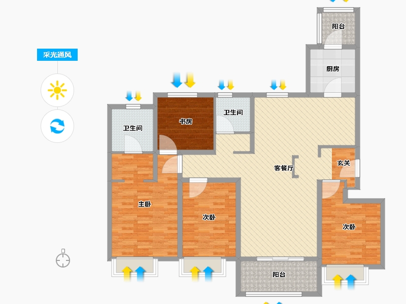 安徽省-芜湖市-元盛阳光城-121.00-户型库-采光通风