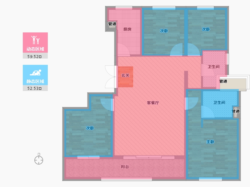 浙江省-杭州市-招商远洋春秋华庭-98.64-户型库-动静分区