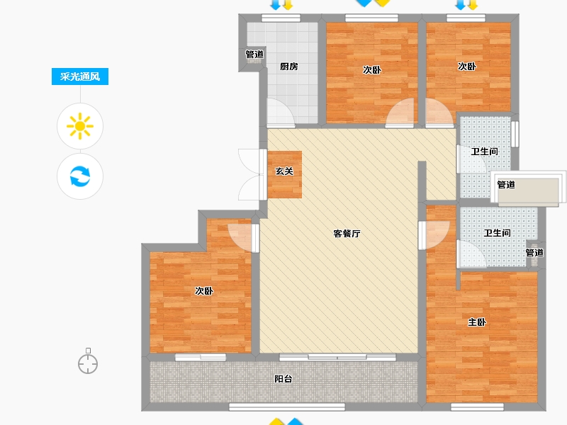 浙江省-杭州市-招商远洋春秋华庭-98.64-户型库-采光通风