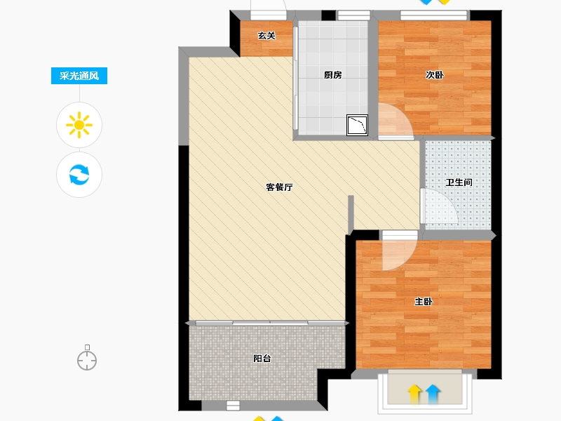 山东省-青岛市-世茂诺沙湾-58.98-户型库-采光通风