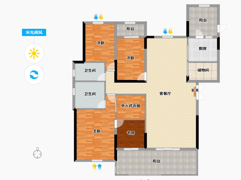 湖北省-武汉市-南湖半岛-185.43-户型库-采光通风