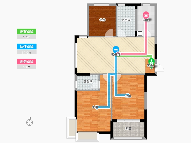 浙江省-杭州市-平安雅苑-95.99-户型库-动静线