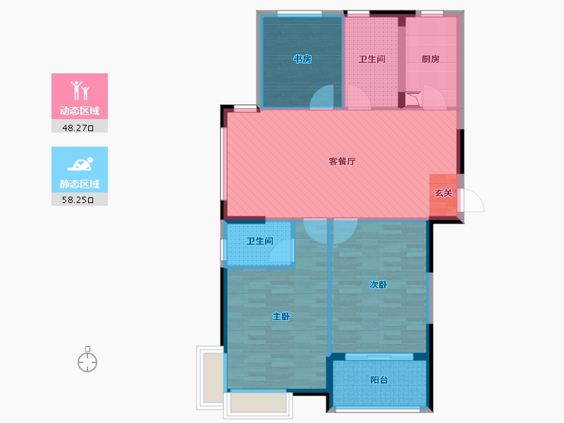 浙江省-杭州市-平安雅苑-95.99-户型库-动静分区