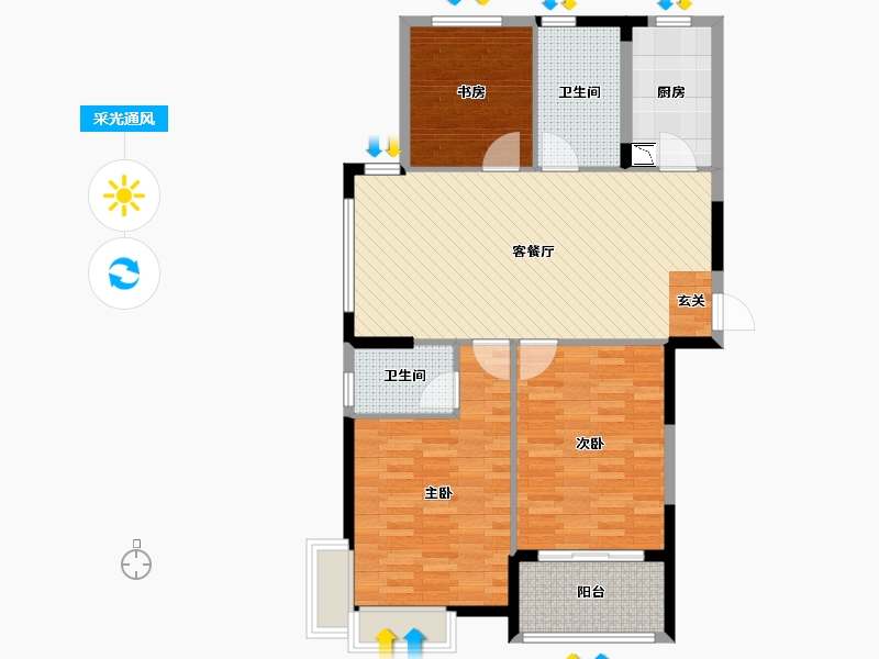 浙江省-杭州市-平安雅苑-95.99-户型库-采光通风