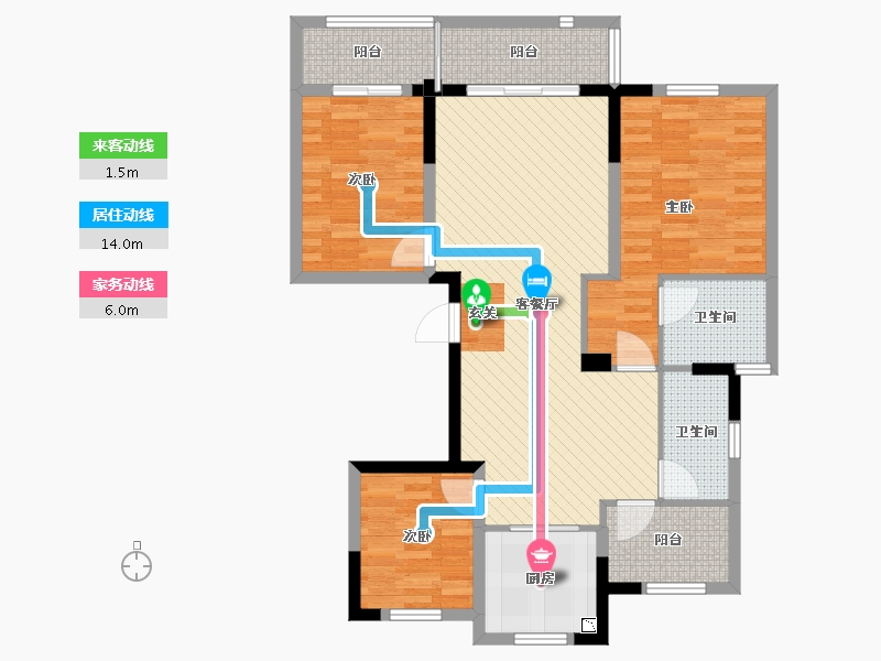 浙江省-温州市-万科城市之光-96.84-户型库-动静线