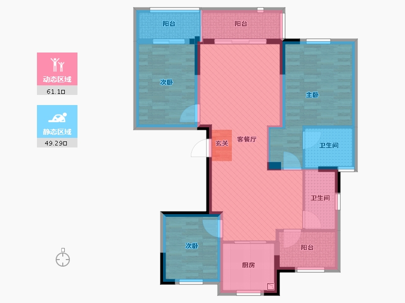 浙江省-温州市-万科城市之光-96.84-户型库-动静分区