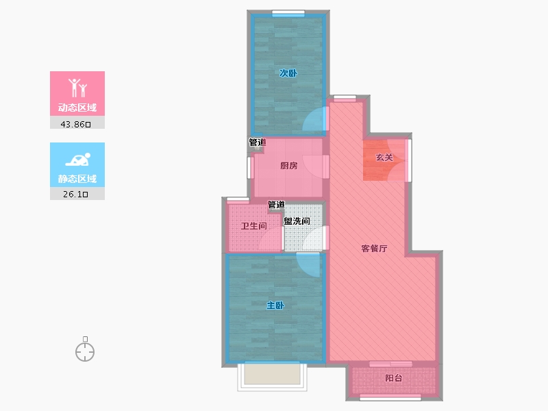 河北省-唐山市-金鼎东南都会-63.63-户型库-动静分区