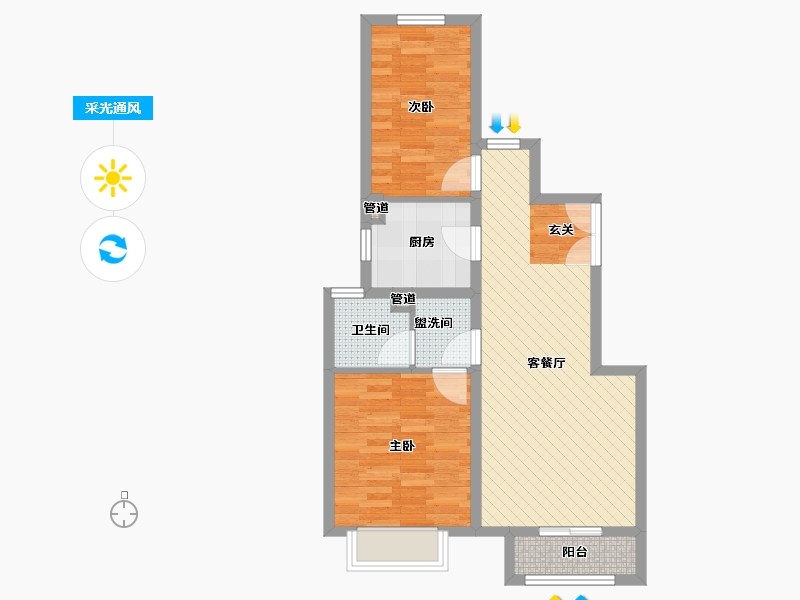 河北省-唐山市-金鼎东南都会-63.63-户型库-采光通风