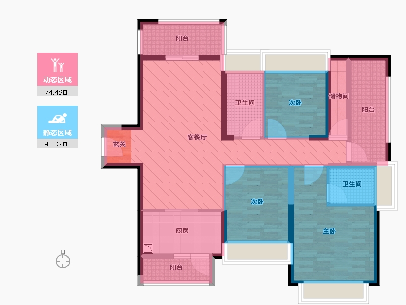 广东省-河源市-江山一品十栋03户型-100.53-户型库-动静分区