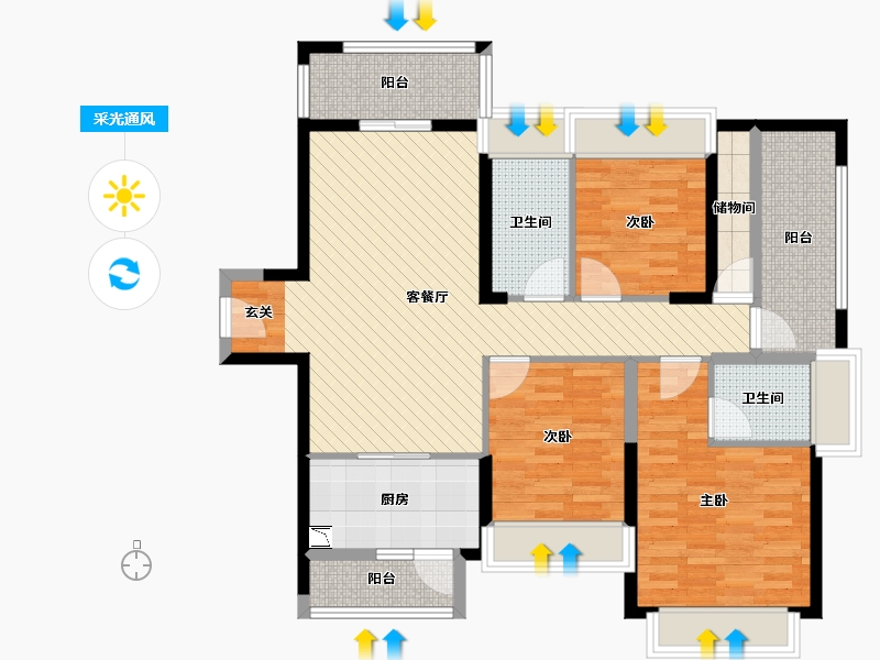 广东省-河源市-江山一品十栋03户型-100.53-户型库-采光通风