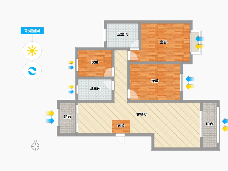 河南省-新乡市-祥云花园-106.68-户型库-采光通风