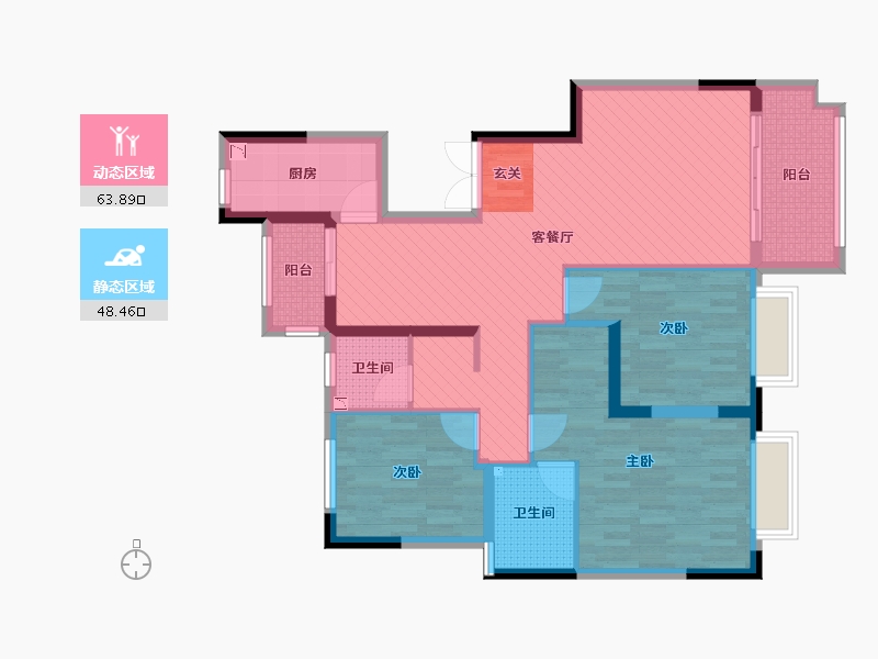 陕西省-宝鸡市-一城江山-98.76-户型库-动静分区