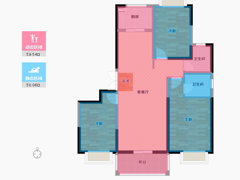 陕西省-渭南市-苏园丰景小区-96.06-户型库-动静分区