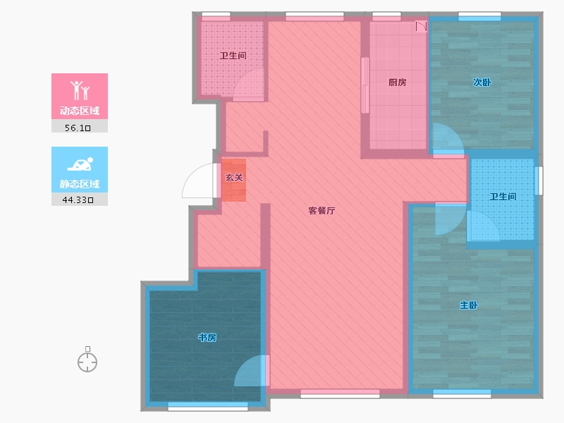 天津-天津市-北辰区融创臻园-88.65-户型库-动静分区