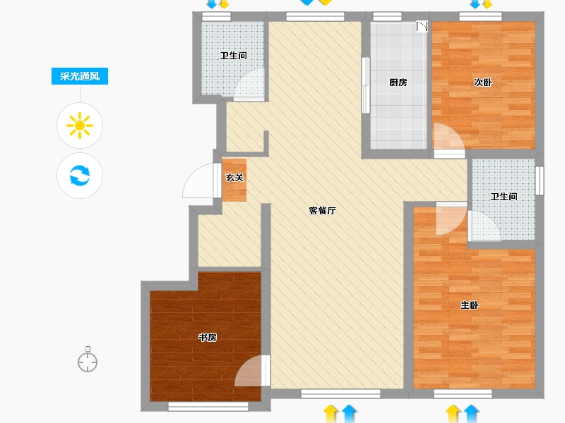 天津-天津市-北辰区融创臻园-88.65-户型库-采光通风