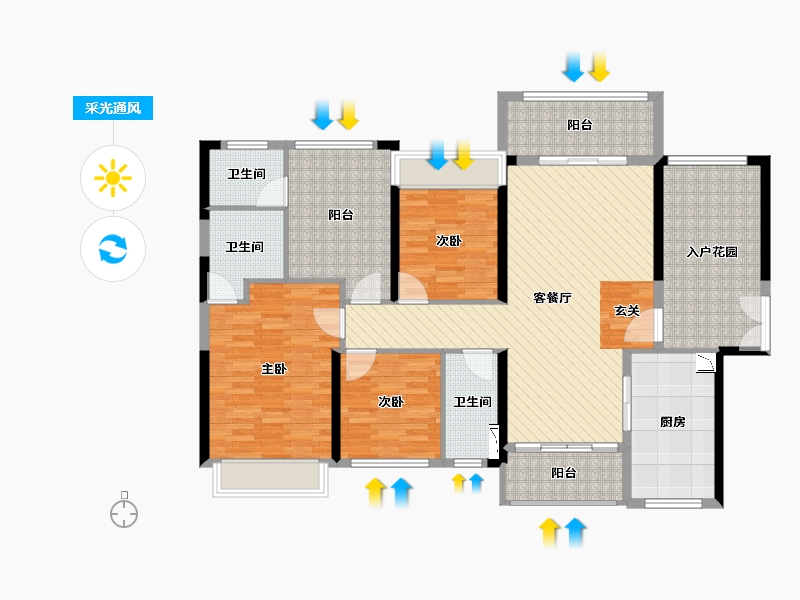 广东省-东莞市-石湾帝庭国际-128.36-户型库-采光通风