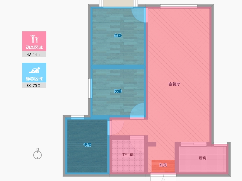 新疆维吾尔自治区-乌鲁木齐市-蓝天欢乐颂-68.45-户型库-动静分区