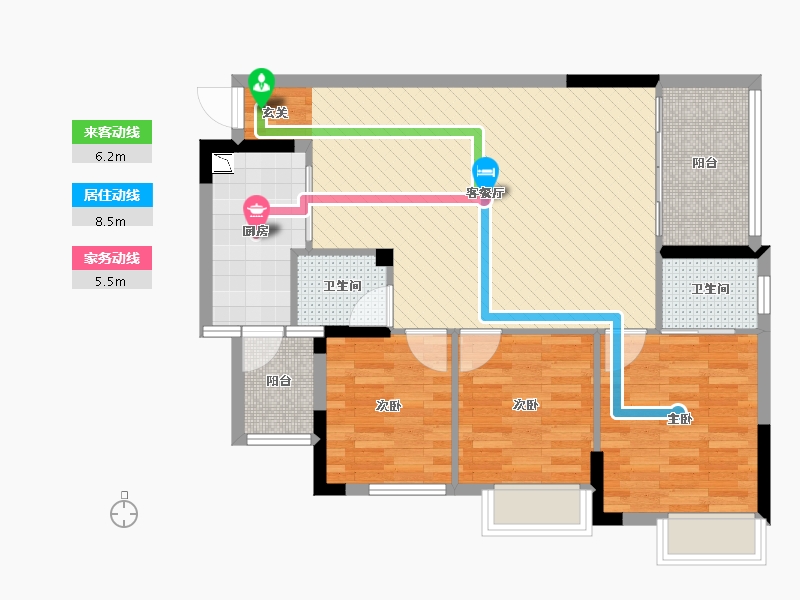 广西壮族自治区-南宁市-天池山・东1号-85.00-户型库-动静线