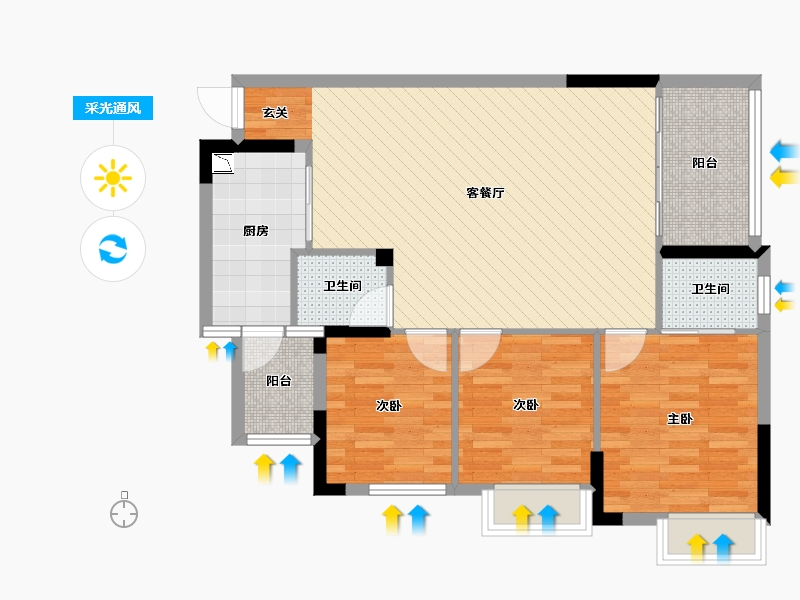 广西壮族自治区-南宁市-天池山・东1号-85.00-户型库-采光通风