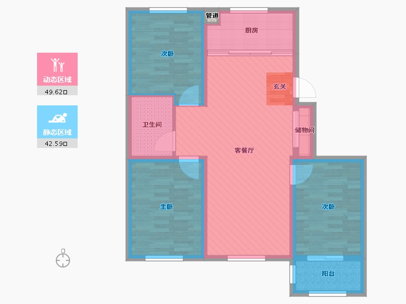 河北省-沧州市-吴桥丽都新苑-80.73-户型库-动静分区