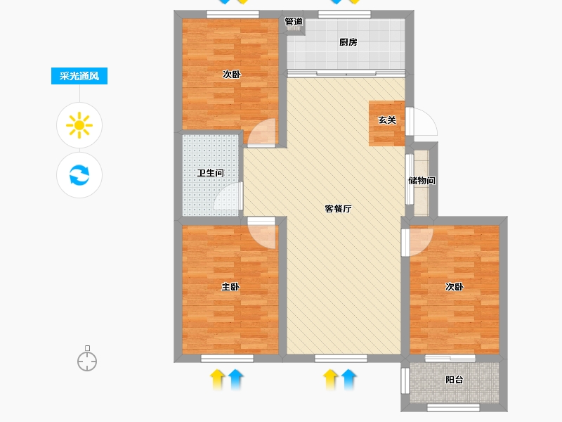 河北省-沧州市-吴桥丽都新苑-80.73-户型库-采光通风