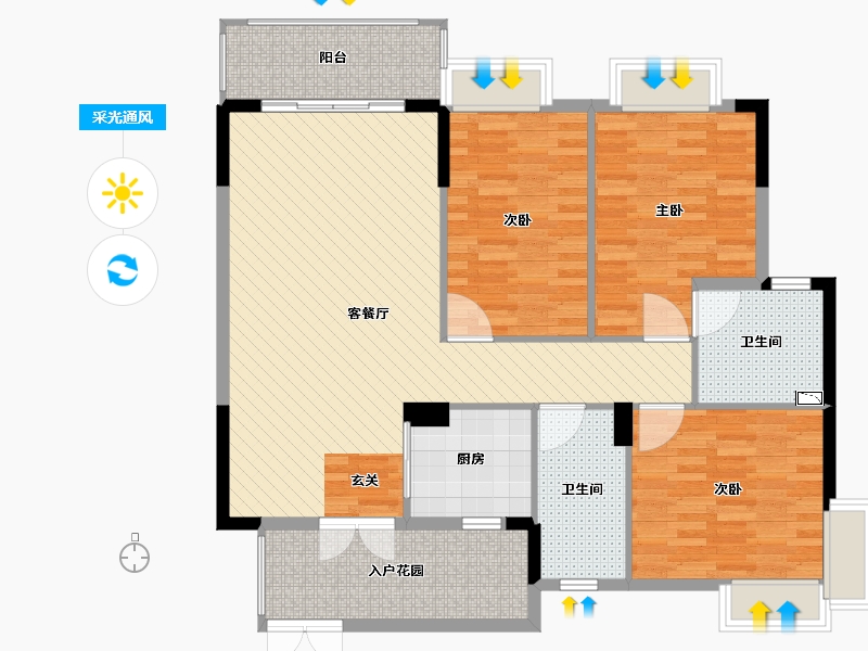 广东省-佛山市-高明碧桂园三期-115.00-户型库-采光通风