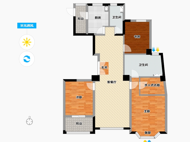 上海-上海市-浦江公馆-114.75-户型库-采光通风