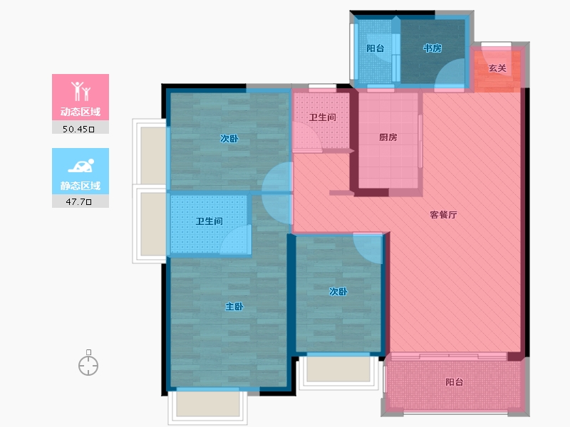 云南省-昆明市-润城-85.58-户型库-动静分区