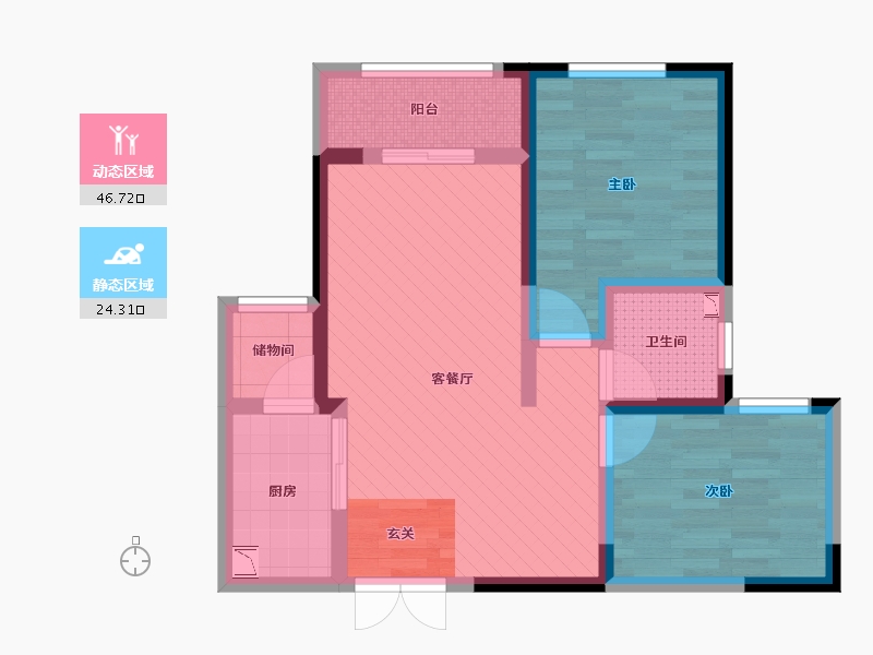 河南省-郑州市-巩义建业壹号城邦-60.74-户型库-动静分区