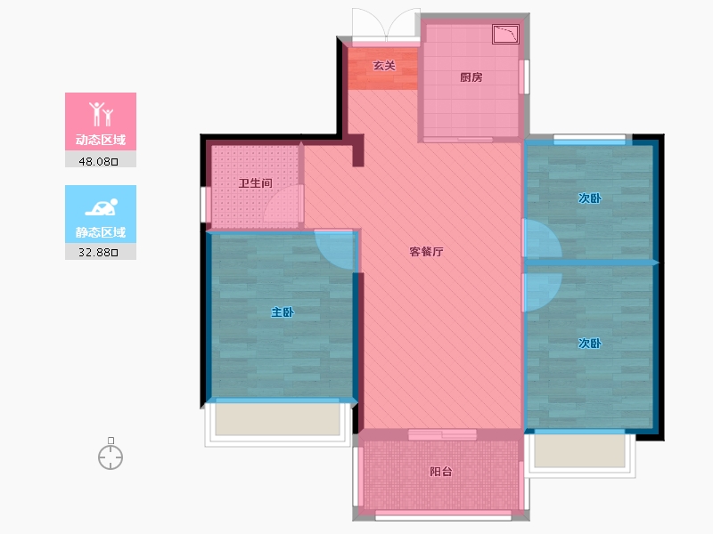 浙江省-宁波市-聚江苑-71.91-户型库-动静分区