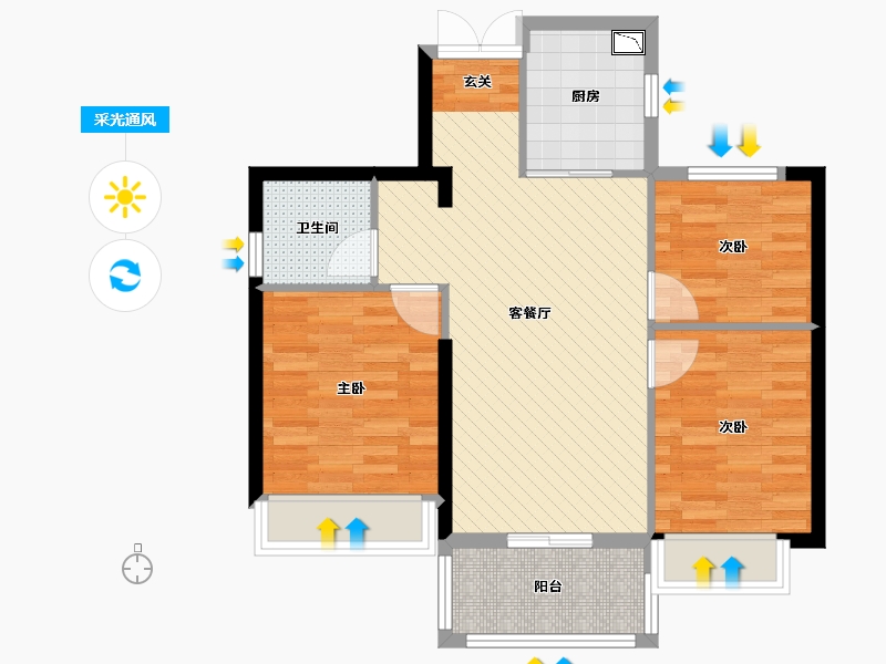 浙江省-宁波市-聚江苑-71.91-户型库-采光通风