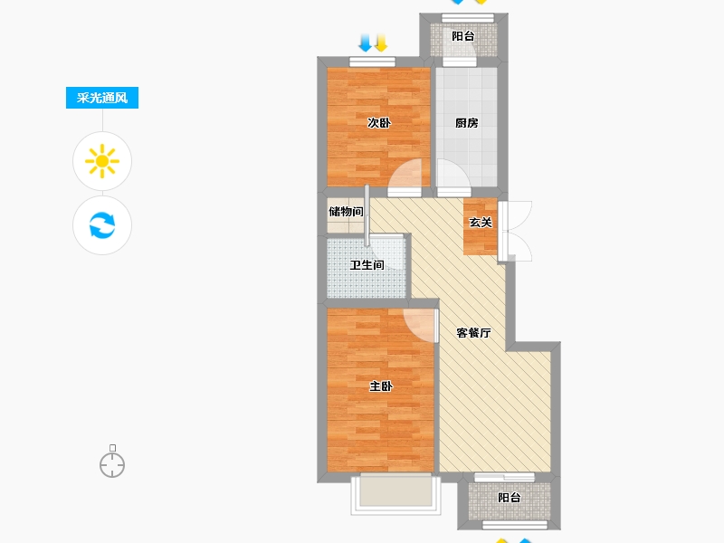 北京-北京市-大牛坊-49.23-户型库-采光通风