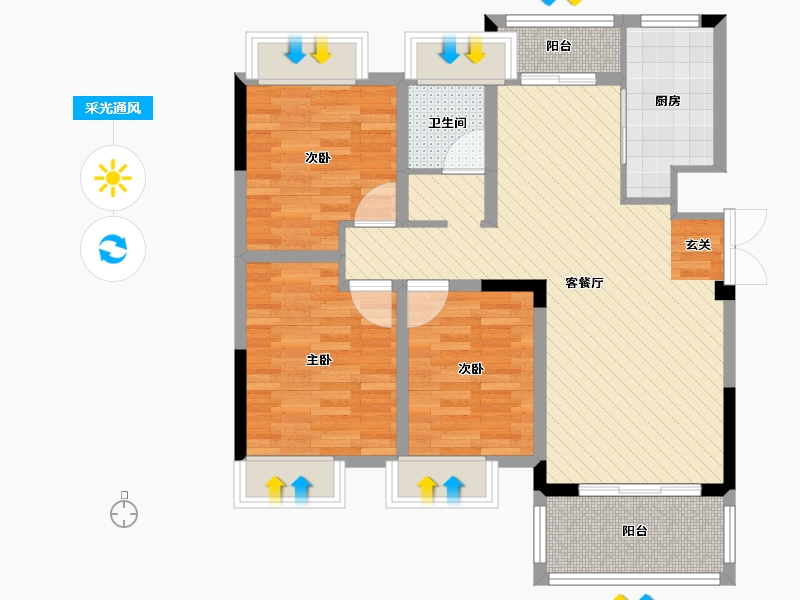 湖北省-宜昌市-清江阳光城-79.44-户型库-采光通风