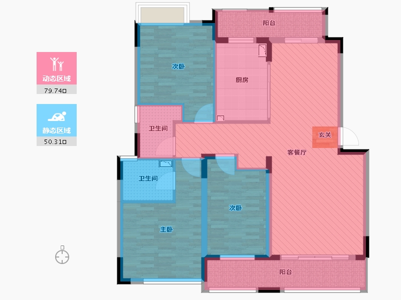 上海-上海市-皇都花园(一期)-115.44-户型库-动静分区