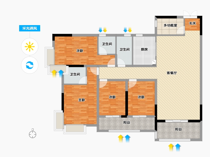 湖南省-邵阳市-上善珑湖公馆-157.51-户型库-采光通风