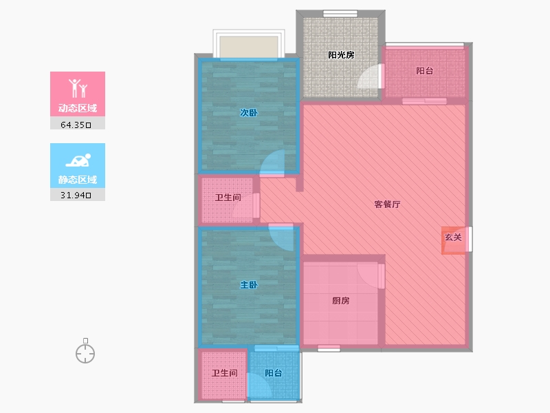 陕西省-商洛市-天坤都市-91.54-户型库-动静分区