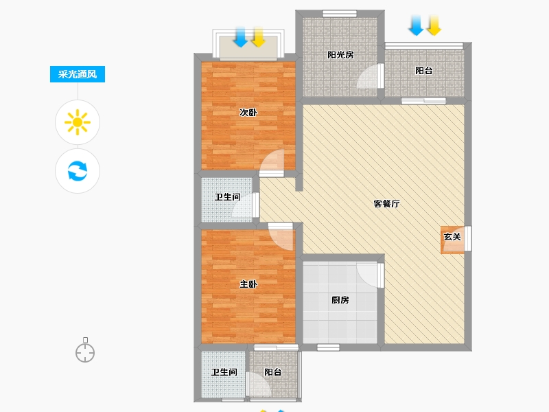 陕西省-商洛市-天坤都市-91.54-户型库-采光通风