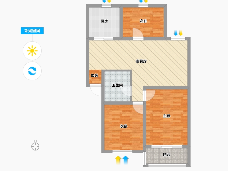 浙江省-杭州市-求是村-76.15-户型库-采光通风