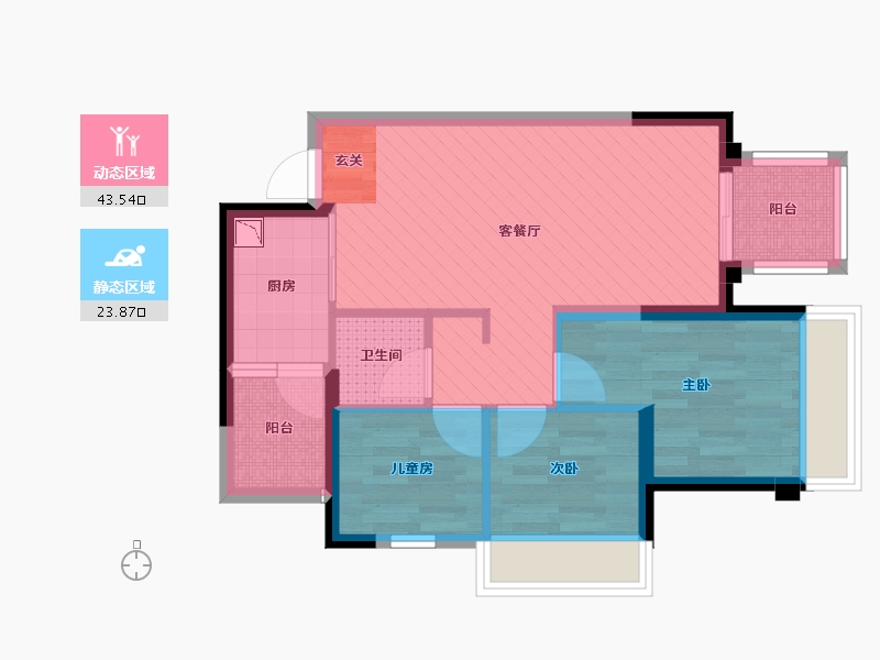 广西壮族自治区-南宁市-龙光臻合庭院-58.48-户型库-动静分区