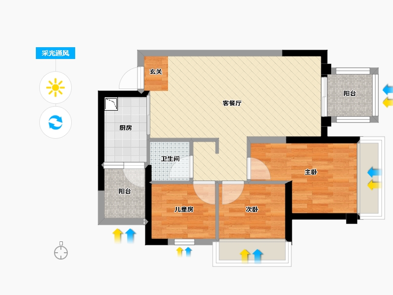 广西壮族自治区-南宁市-龙光臻合庭院-58.48-户型库-采光通风